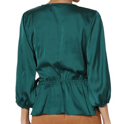 love-tree-satin-wrap-peplum-elastic-waist-green-blouse-top-2